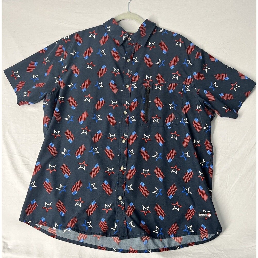 Canada Weather Gear Shirt Men's XL Red White Blue USA Flag Patriotic Vented Mesh